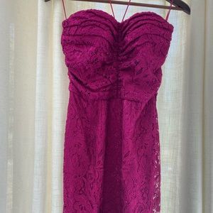 Dolce & Gabbana Fuchsia Lace Strapless Dress